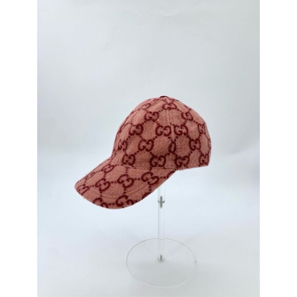 Gucci Pink Wool GG Pattern Baseball Cap With Adjustable Strap - Picture 2 of 10